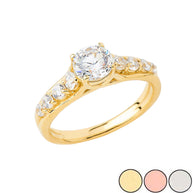 Gold Cubic Zirconia Engagement Ring (Available in Yellow/Rose/White Gold)
