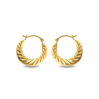 14K Yellow Gold Croissant Twisted Hoop Earrings (Available in Small/Large)