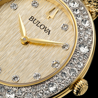 98L321 Bulova Crystal Gold Dial Stainless Steel Ladies Watch