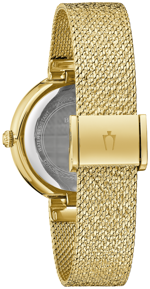 98L321 Bulova Crystal Gold Dial Stainless Steel Ladies Watch