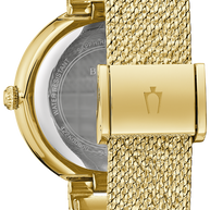 98L321 Bulova Crystal Gold Dial Stainless Steel Ladies Watch
