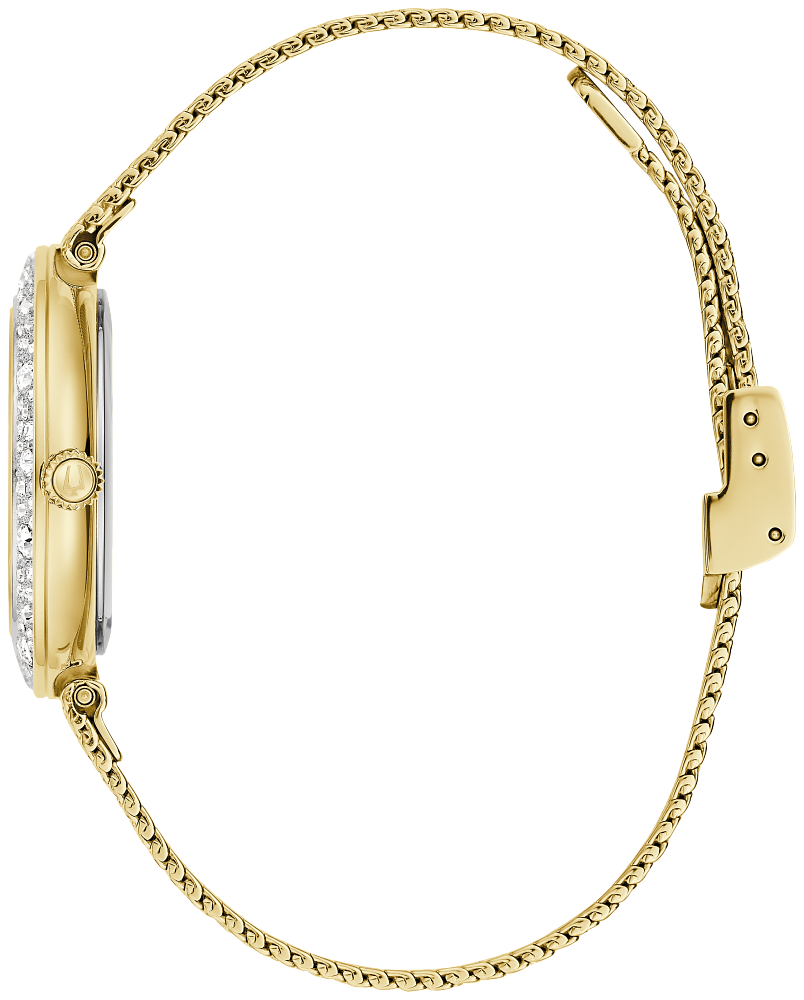 98L321 Bulova Crystal Gold Dial Stainless Steel Ladies Watch