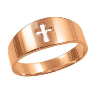 Gold Cut Out Cross Band Ring(Available in Yellow/Rose/White Gold)