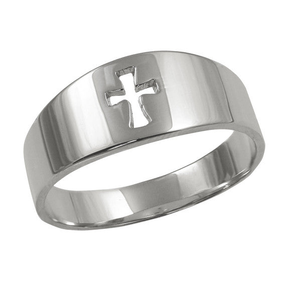 Gold Cut Out Cross Band Ring(Available in Yellow/Rose/White Gold)