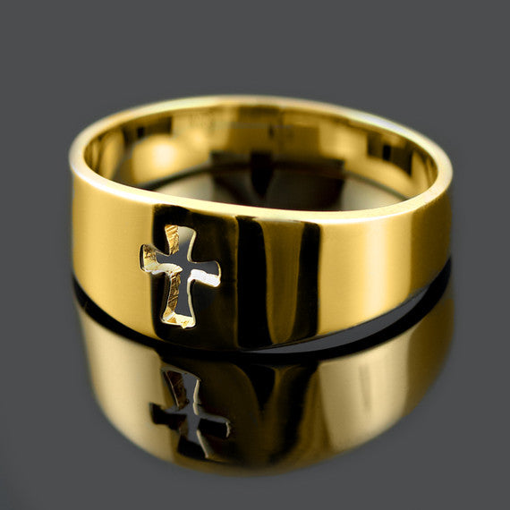 Gold Cut Out Cross Band Ring(Available in Yellow/Rose/White Gold)