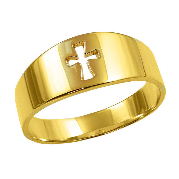 Gold Cut Out Cross Band Ring(Available in Yellow/Rose/White Gold)