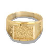 Gold Engravable Diamond Cut Textured Signet Ring (Available in Yellow/Rose/White Gold)