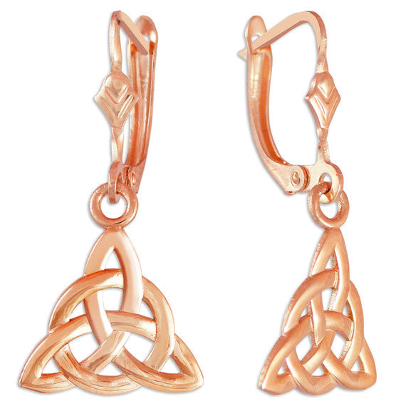 Solid Gold Irish Celtic Trinity Earrings (Available In Yellow/Rose/White Gold)