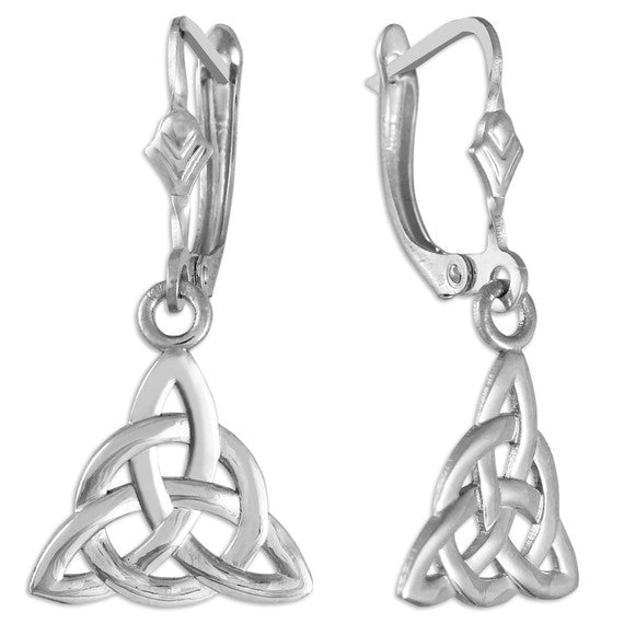 Solid Gold Irish Celtic Trinity Earrings (Available In Yellow/Rose/White Gold)