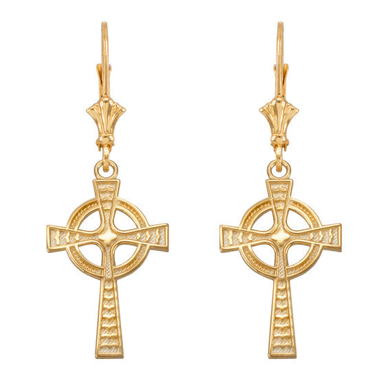 Gold Celtic Cross Earrings(Available in Yellow/Rose/White Gold)