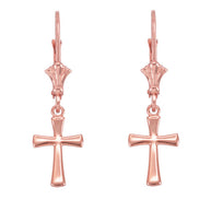 Gold Mini Rounded Cross Earrings(Available in Yellow/Rose/White Gold)