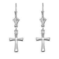 Sterling Silver Rounded Cross Earrings