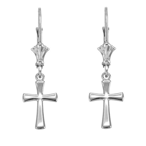 Sterling Silver Rounded Cross Earrings