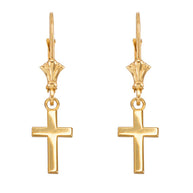 Yellow Gold Smooth Mini Cross Earrings(Available in Yellow/Rose/White Gold)