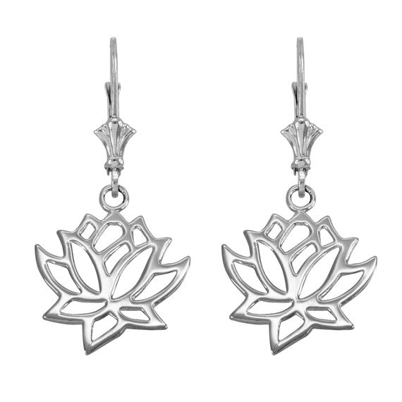 Sterling Silver Lotus Leverback Earrings