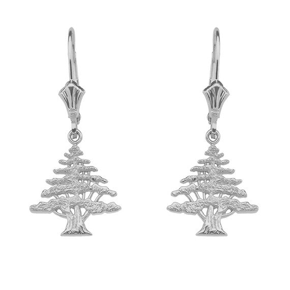 Sterling Silver Lebanese Cedar Tree Earrings