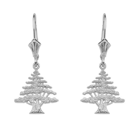 Yellow Gold Lebanese Cedar Tree Earrings(Available in Yellow/Rose/White Gold)