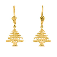 Yellow Gold Lebanese Cedar Tree Earrings(Available in Yellow/Rose/White Gold)