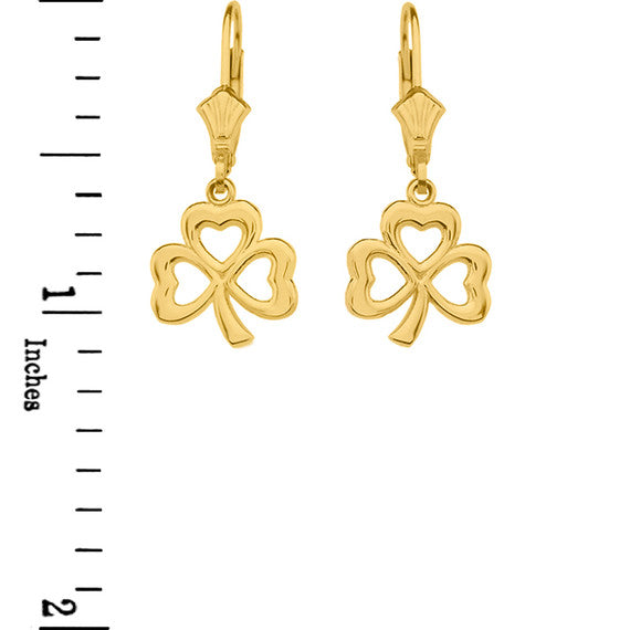 Gold Polished Lucky Shamrock Earrings(Available in Yellow/Rose/White Gold)