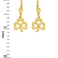Gold Polished Lucky Shamrock Earrings(Available in Yellow/Rose/White Gold)