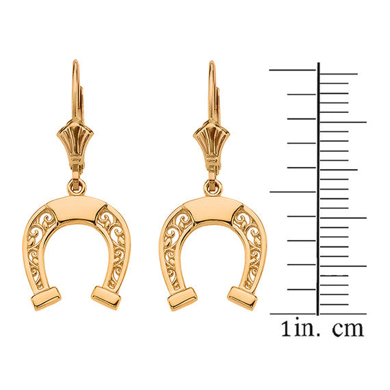 Gold Filigree Horseshoe Earrings(Available in Yellow/Rose/White Gold)