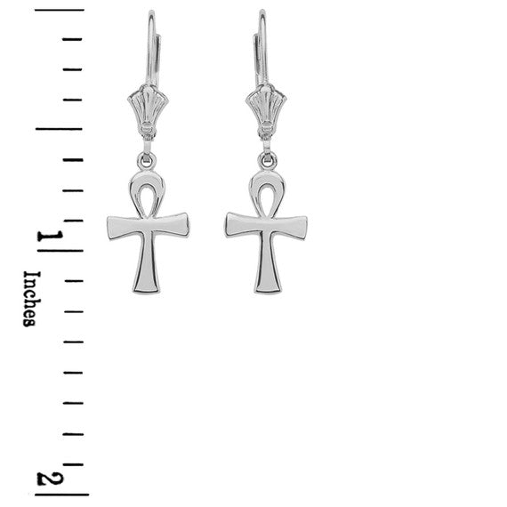 Sterling Silver Egyptian Ankh Polished Earrings