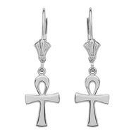 Solid Gold Egyptian Ankh Polished Earrings(Available in Yellow/Rose/White Gold)