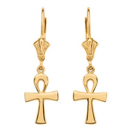 Solid Gold Egyptian Ankh Polished Earrings(Available in Yellow/Rose/White Gold)