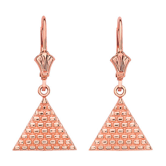 Gold Egyptian Pyramid Triangle Earrings(Available in Yellow/Rose/White Gold)
