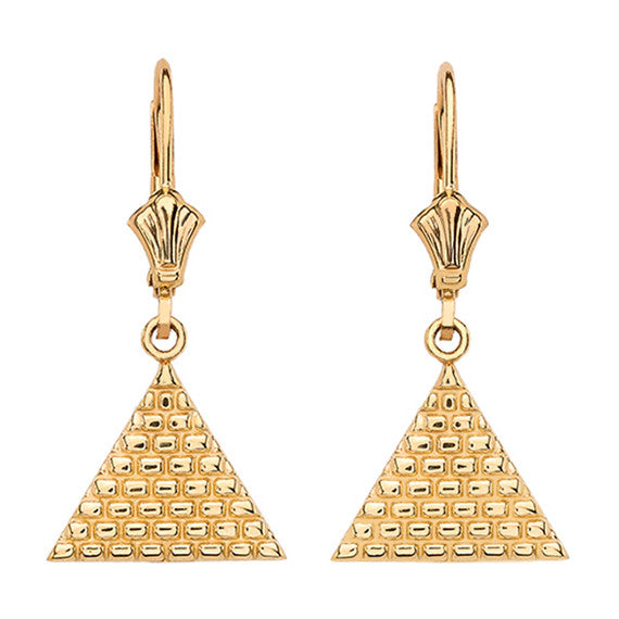 Gold Egyptian Pyramid Triangle Earrings(Available in Yellow/Rose/White Gold)