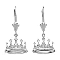 Sterling Silver Royal Crown Earrings