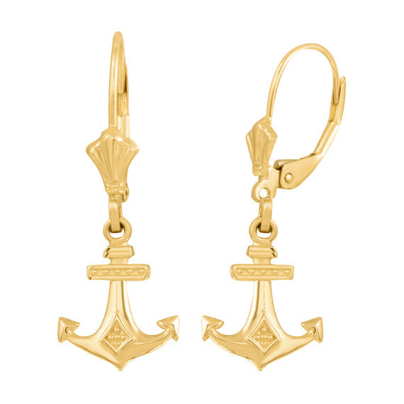 Gold Anchor Nautical Earring Set(Available in Yellow/Rose/White Gold)