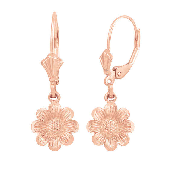 Gold Sunflower Diamond Cut Earring Set(Available in Yellow/Rose/White Gold)