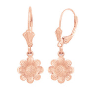 Gold Sunflower Diamond Cut Earring Set(Available in Yellow/Rose/White Gold)
