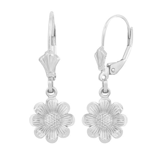 Sterling Silver Sunflower Diamond Cut Earring Set