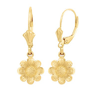 Gold Sunflower Diamond Cut Earring Set(Available in Yellow/Rose/White Gold)