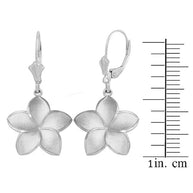 Polished .925 Sterling Silver Hawaiian Plumeria Flower Leverback Earrings (Available in Small/Medium/Large)