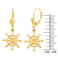 Gold Nautical Ship Wheel Earring Set(Available in Yellow/Rose/White Gold)