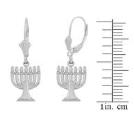 Sterling Silver Israel Jewish Hanukkah Menorah Earring Set
