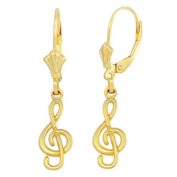 Gold Treble Clef Musical Symbol Earring Set(Available in Yellow/Rose/White Gold)