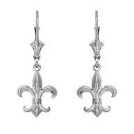 .925 Sterling Silver Vintage Fleur-de-Lis Leverback Earrings