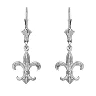 Gold Vintage Fleur-de-Lis Leverback Earrings (Available in Yellow/Rose/White Gold)