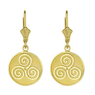 Celtic Triple Spiral Triskele Irish Knot Disc Earring Set(Available in Yellow/Rose/White Gold)