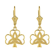 Solid Gold Triquetra Irish Celtic Clover Earring Set(Available in Yellow/Rose/White Gold)