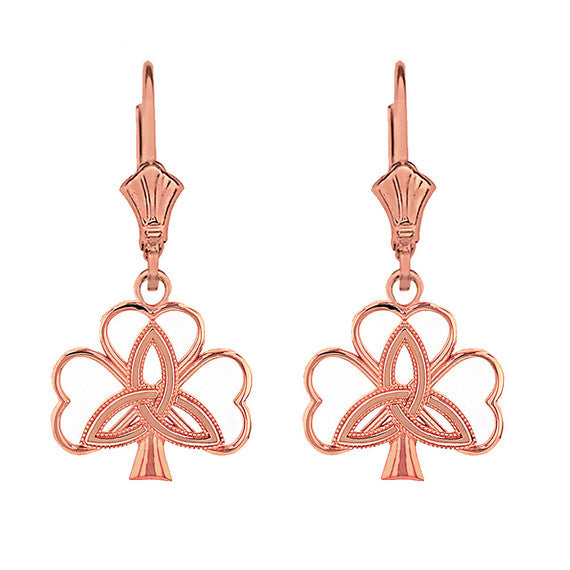 Solid Gold Triquetra Irish Celtic Clover Earring Set(Available in Yellow/Rose/White Gold)