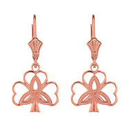 Solid Gold Triquetra Irish Celtic Clover Earring Set(Available in Yellow/Rose/White Gold)