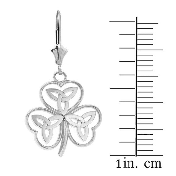 Sterling Silver Celtic Trinity Knot Shamrock Drop Earring Set