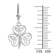 Sterling Silver Celtic Trinity Knot Shamrock Drop Earring Set