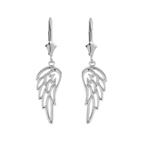 Filigree Guardian Angel Wing Drop Earring Set(Available In Yellow/Rose/White Gold)