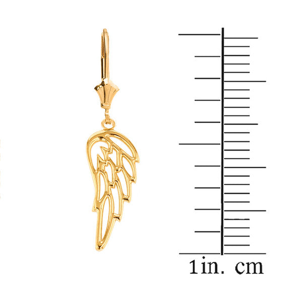 Filigree Guardian Angel Wing Drop Earring Set(Available In Yellow/Rose/White Gold)